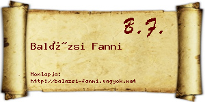 Balázsi Fanni névjegykártya